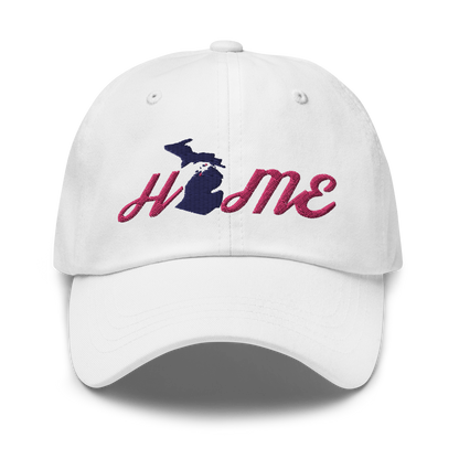 Michigan 'Home' Dad Hat (Script Font) | Pink Embroidery