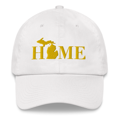 Michigan 'Home' Dad Hat (Geometric Sans Font) | Gold Embroidery