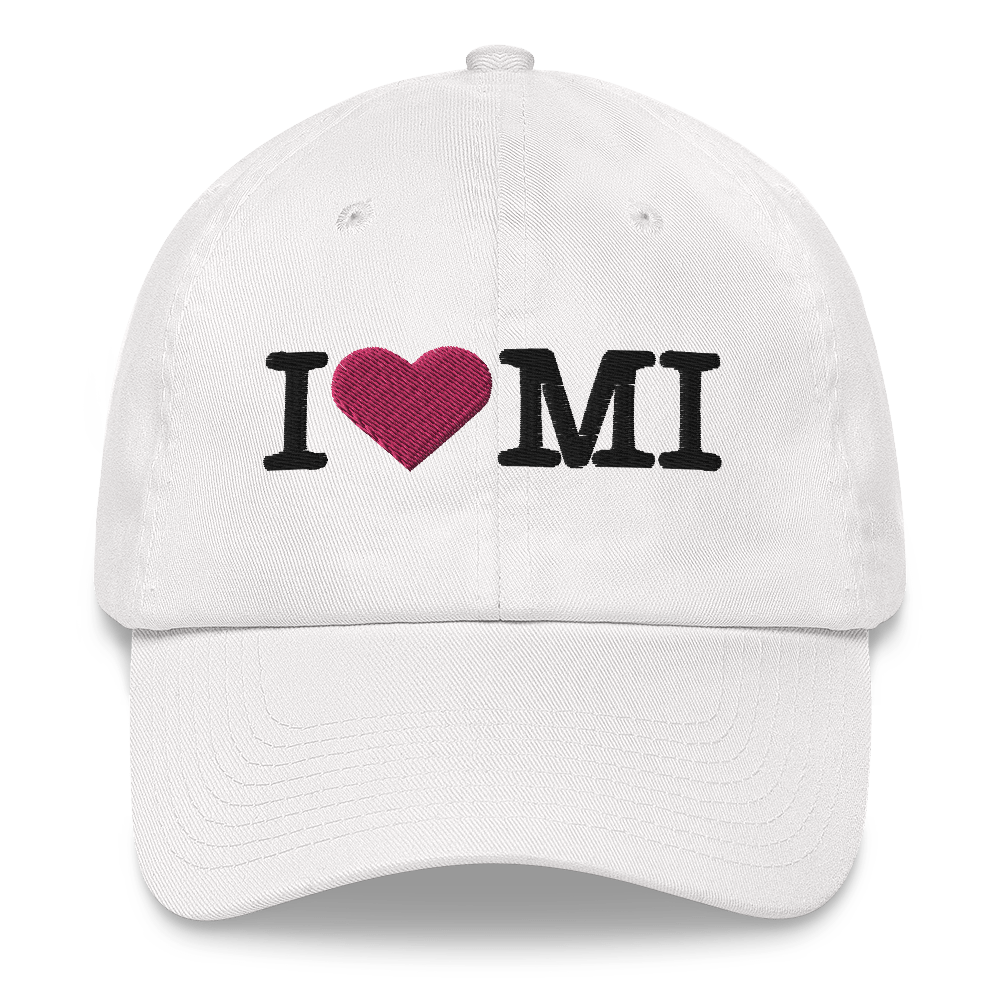 Michigan 'I ❤️ MI' Dad Hat (Typewriter Font)