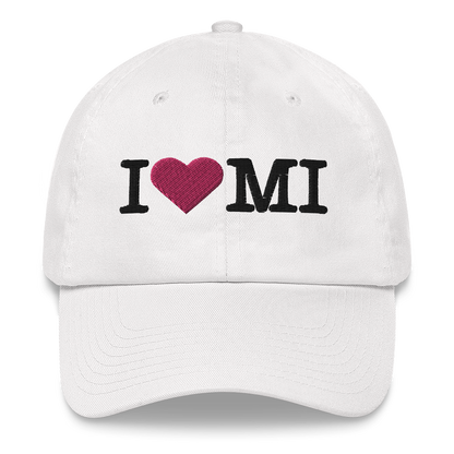 Michigan 'I ❤️ MI' Dad Hat (Typewriter Font)