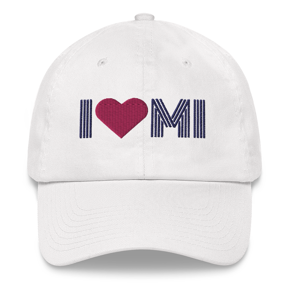 Michigan 'I ❤️ MI' Dad Hat (Metalpress Font)