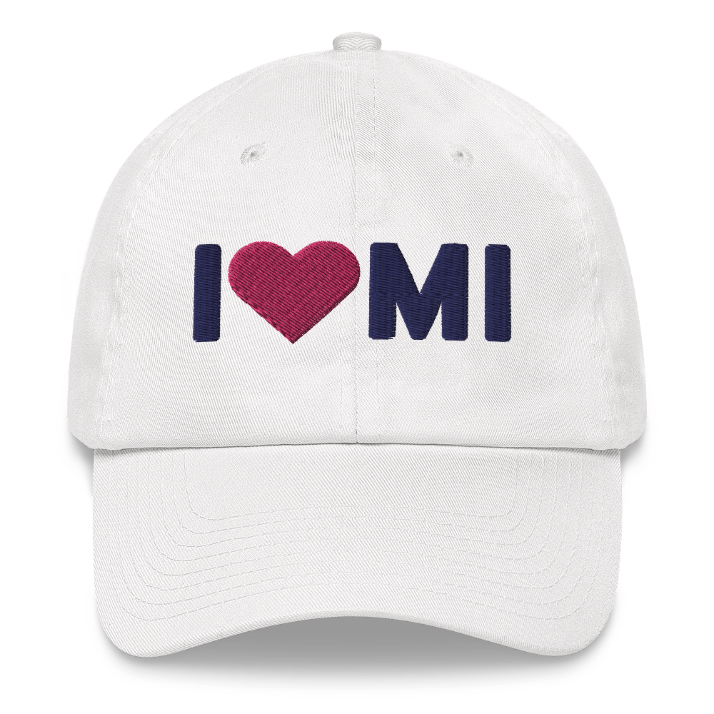 Michigan 'I ❤️ MI' Dad Hat (Rounded Swiss Font)