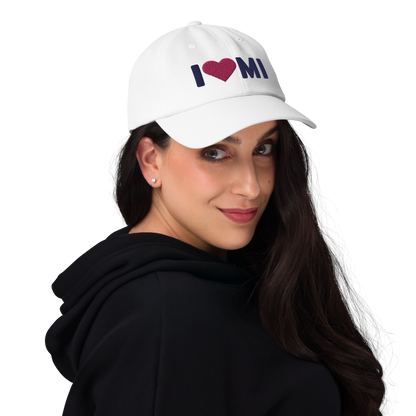 Michigan 'I ❤️ MI' Dad Hat (Rounded Swiss Font)