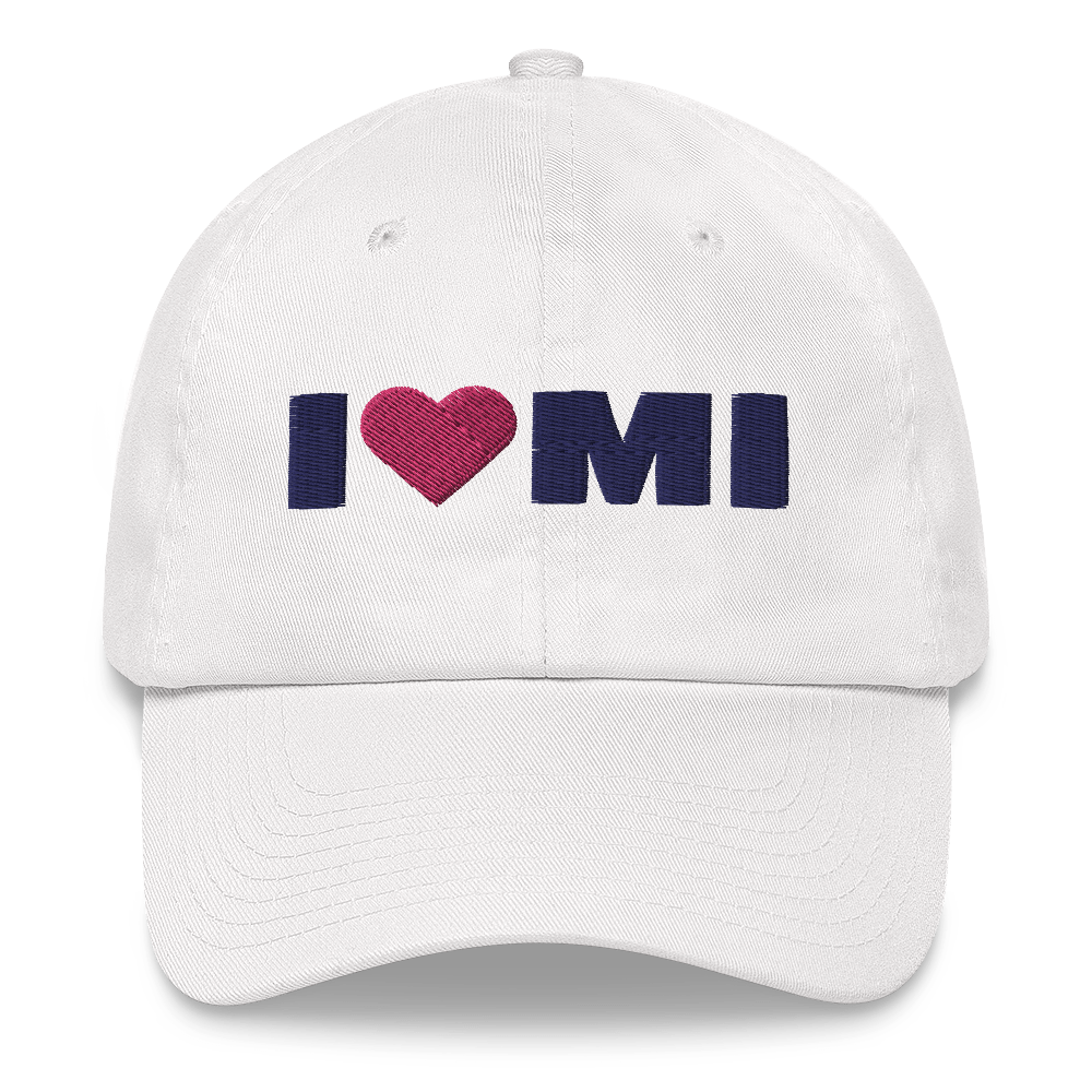 Michigan 'I ❤️ MI' Dad Hat (French Olive Font)