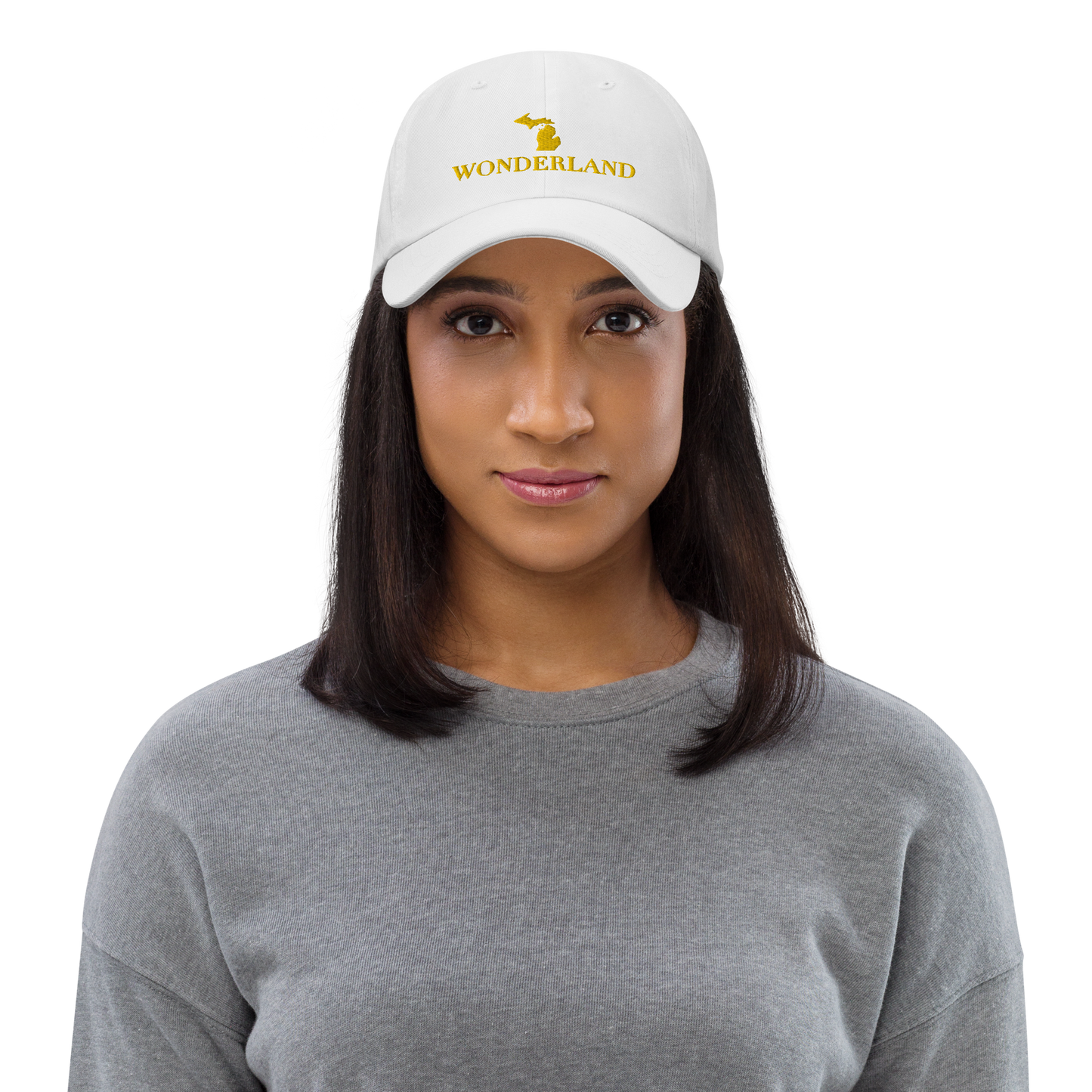 Michigan 'Wonderland' Dad Hat (Didone Font) | Gold Embroidery