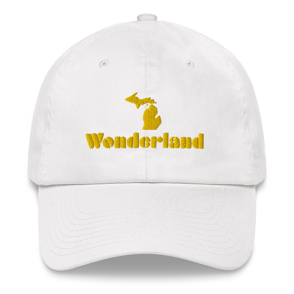 Michigan 'Wonderland' Dad Hat (Art Deco Font) [ Gold Embroidery