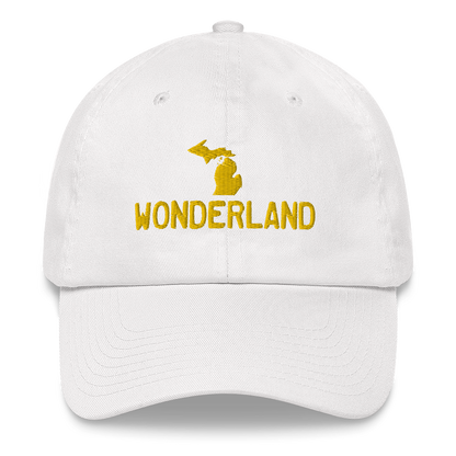 Michigan 'Wonderland' Dad Hat (Licence Plate Font) | Gold Embroidery