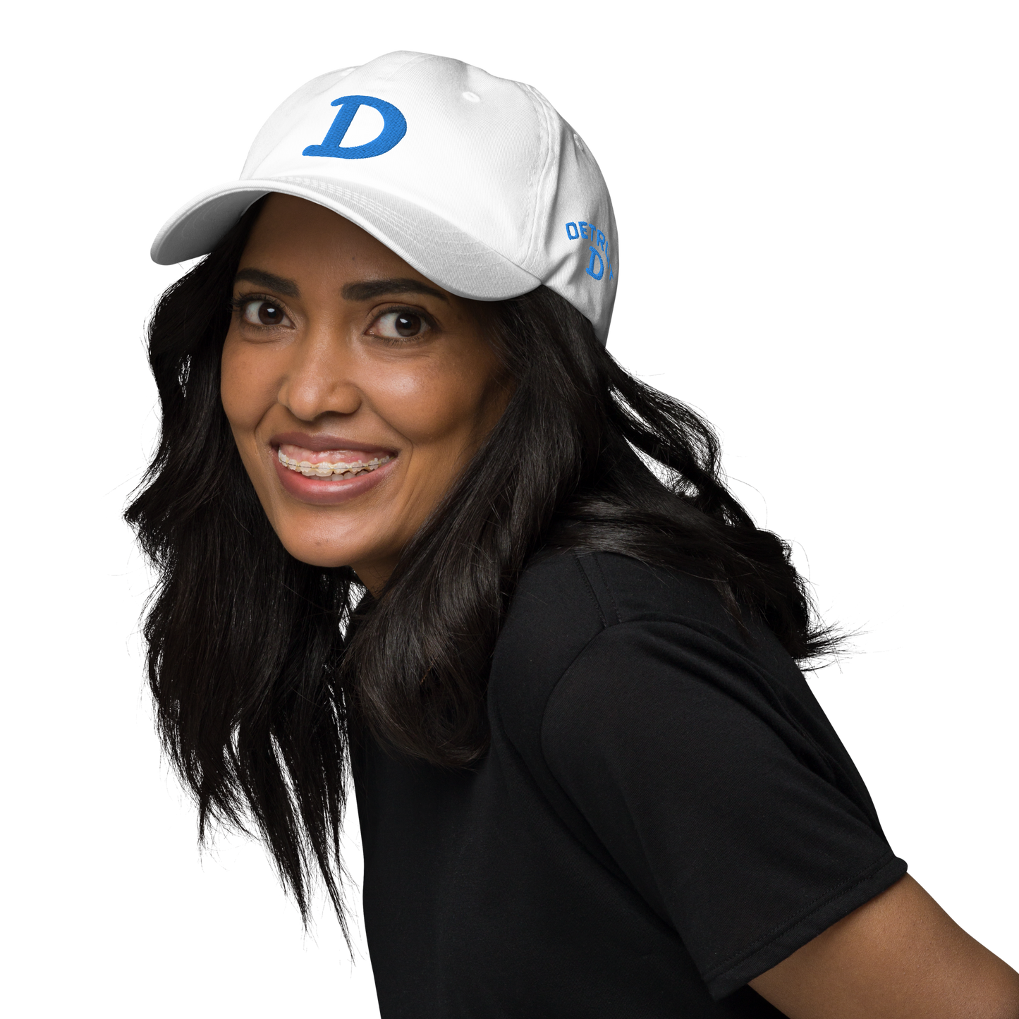 Detroit 'Old French D' Dad Hat (w/ Side Design) | Azure Embroidery