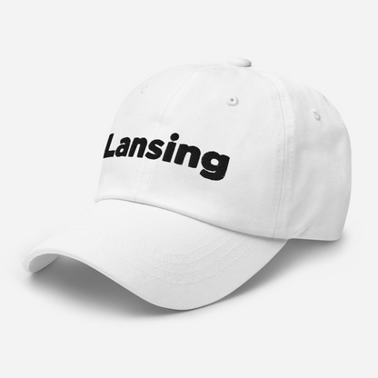 'Lansing' Dad Hat | White/Black Embroidery