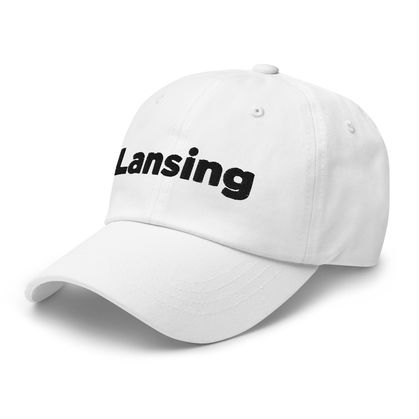 'Lansing' Dad Hat | White/Black Embroidery