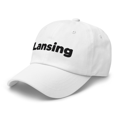 'Lansing' Dad Hat | White/Black Embroidery