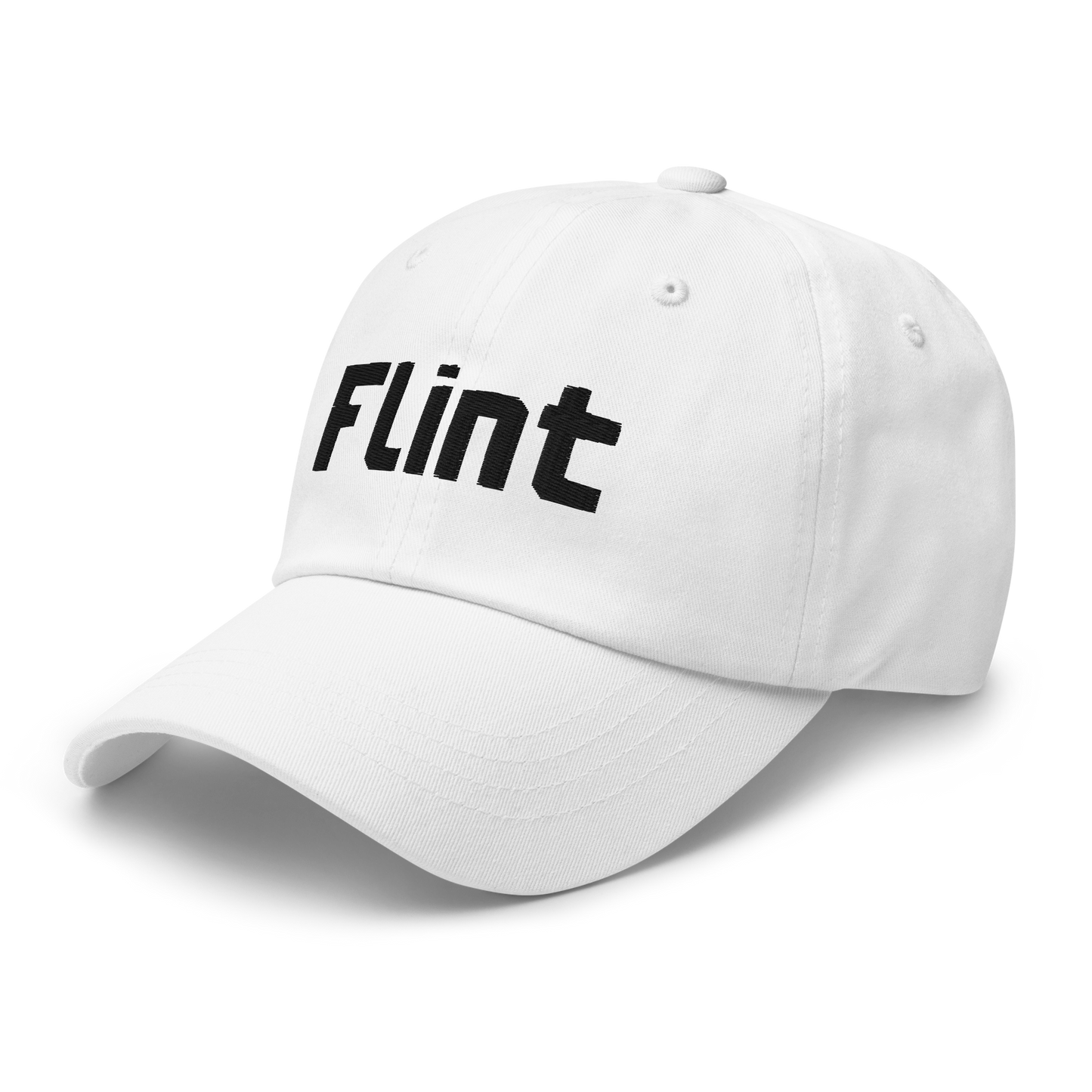 'Flint' Dad Hat | White/Black Embroidery