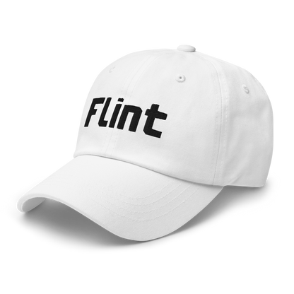 'Flint' Dad Hat | White/Black Embroidery