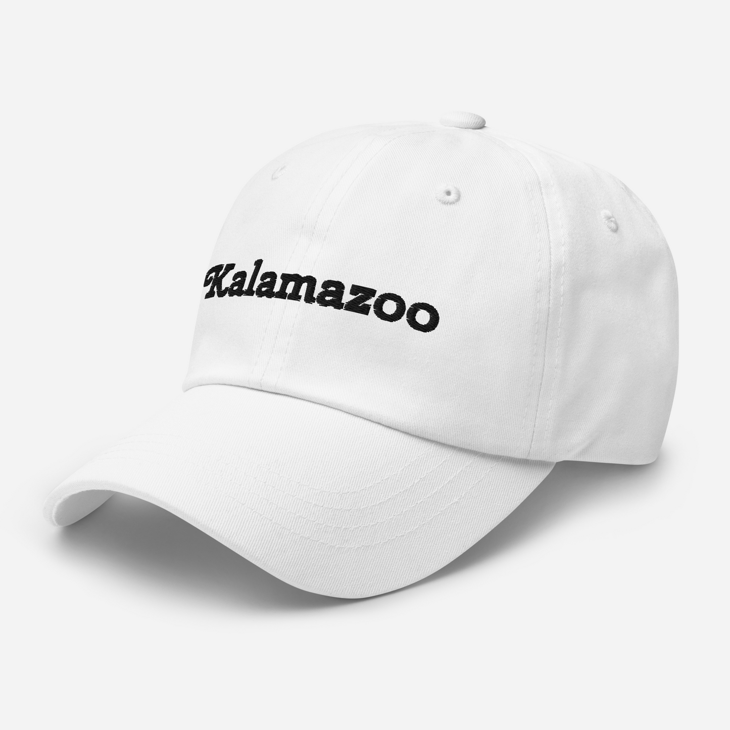 'Kalamazoo' Dad Hat | White/Black Embroidery