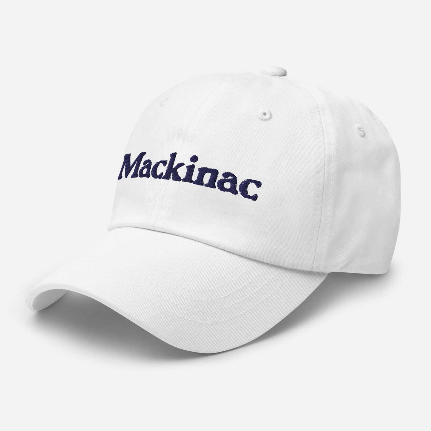 'Mackinac' Dad Hat | White/Navy Embroidery