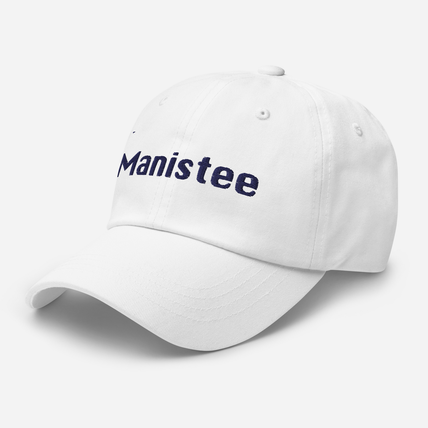 'Manistee' Dad Hat | White/Black Embroidery