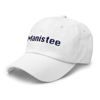 'Manistee' Dad Hat | White/Black Embroidery