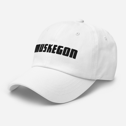 'Muskegon' Dad Hat | White/Black Emboridery