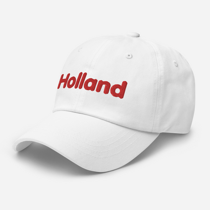 'Holland' Dad Hat | White/Red Embroidery