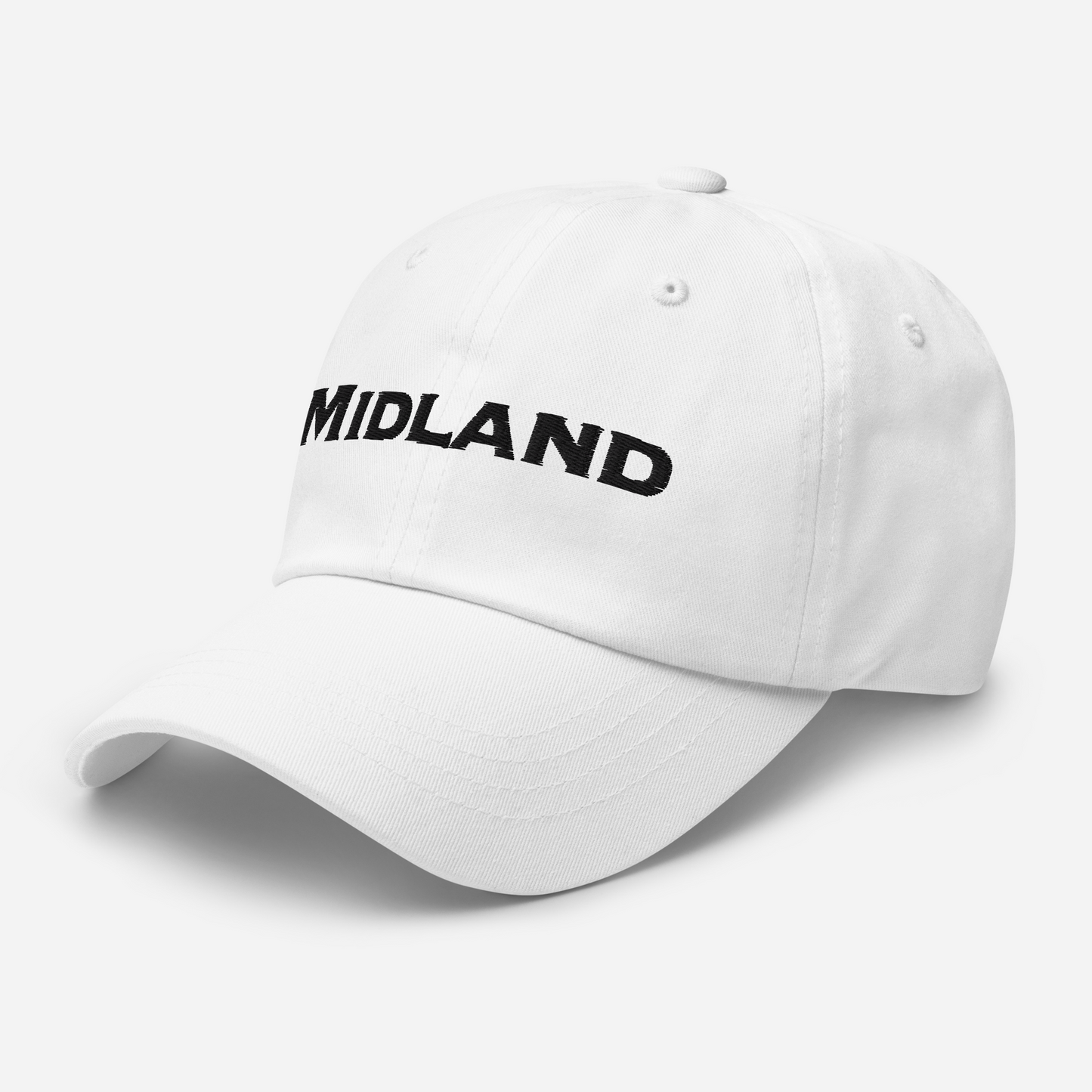 'Midland' Dad Hat | White/Black Embrodery