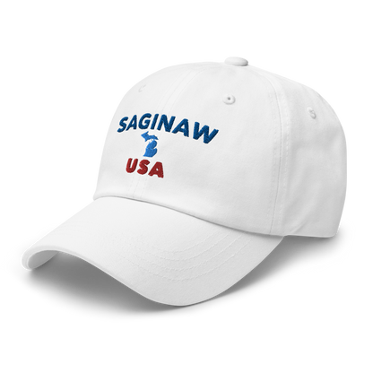 'Saginaw USA' Dad Hat (w/ Michigan Outline)