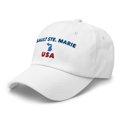 'Sault Ste. Marie USA' Dad Hat (w/ Michigan Outline)