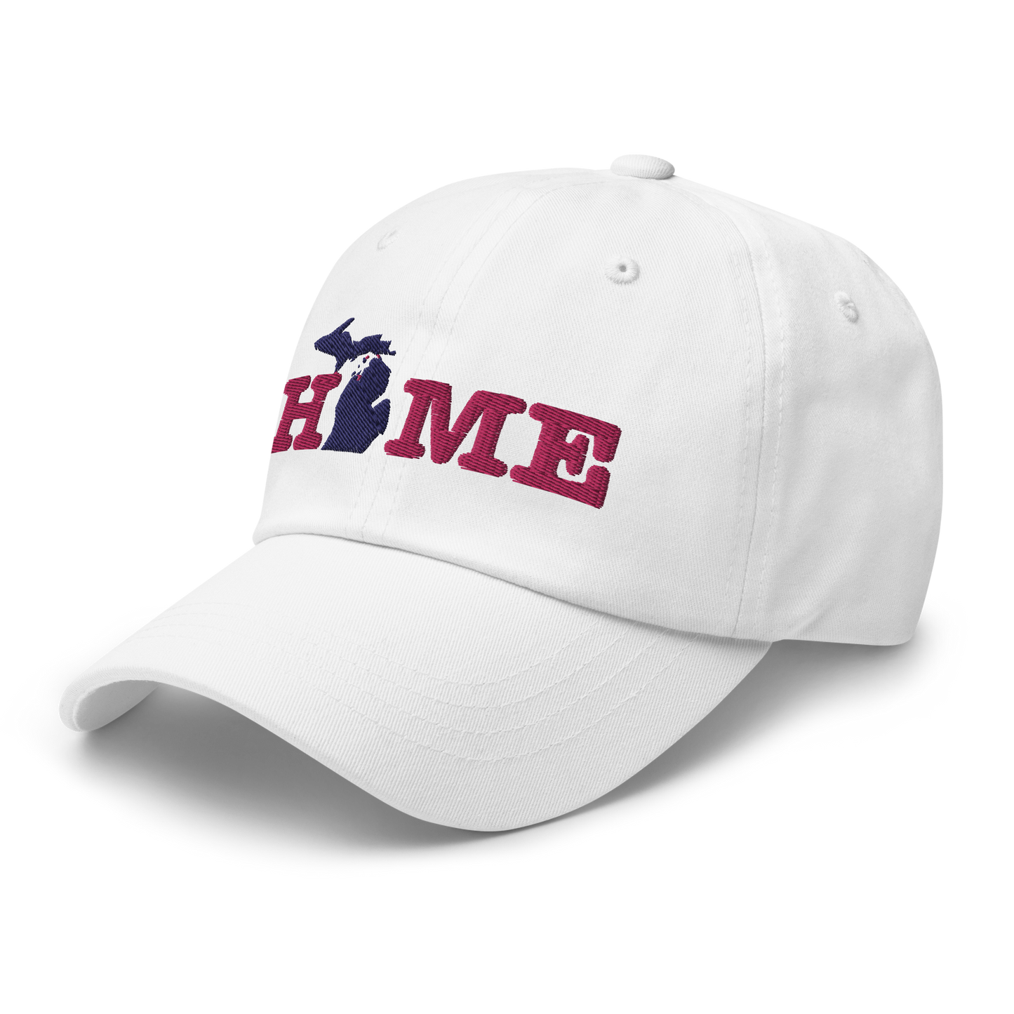 Michigan 'Home' Dad Hat (Typewriter Font) | Pink Embroidery