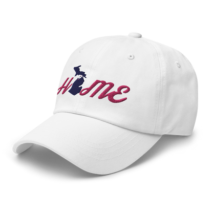 Michigan 'Home' Dad Hat (Script Font) | Pink Embroidery