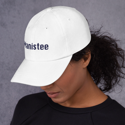 'Manistee' Dad Hat | White/Black Embroidery