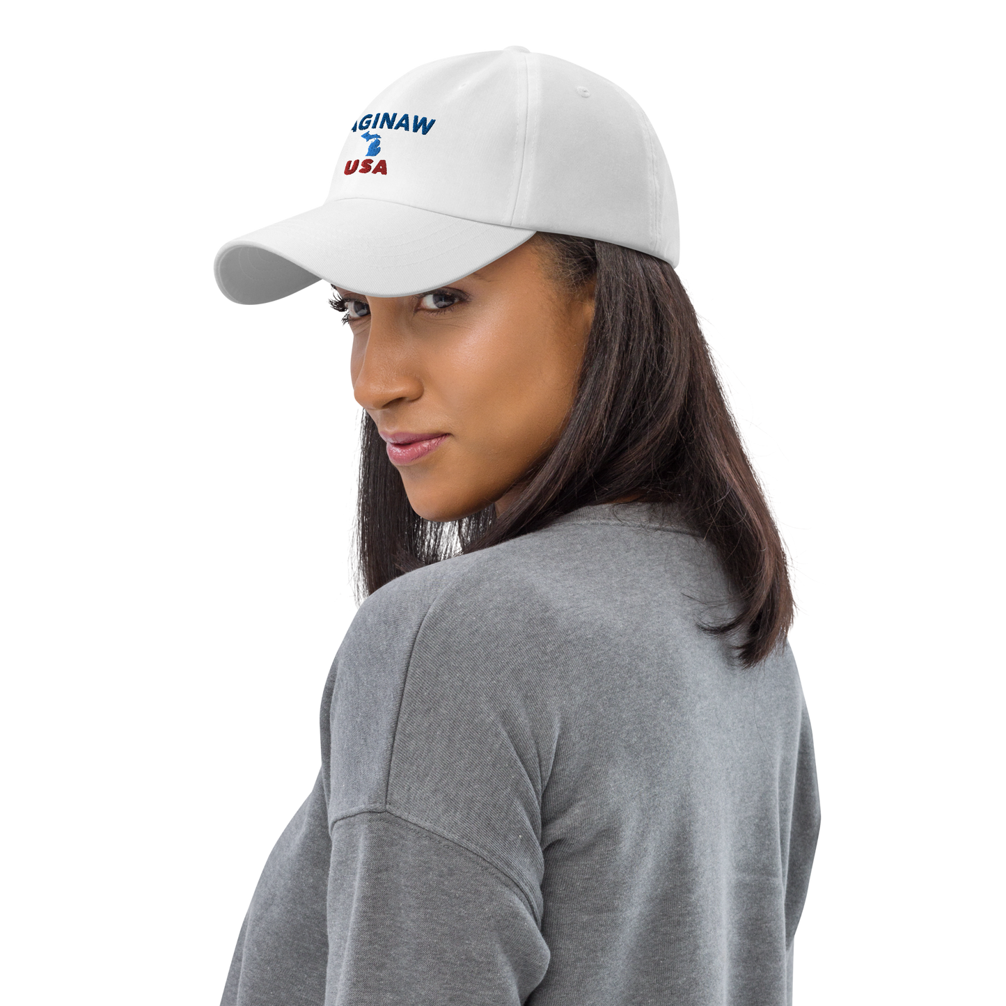 'Saginaw USA' Dad Hat (w/ Michigan Outline)