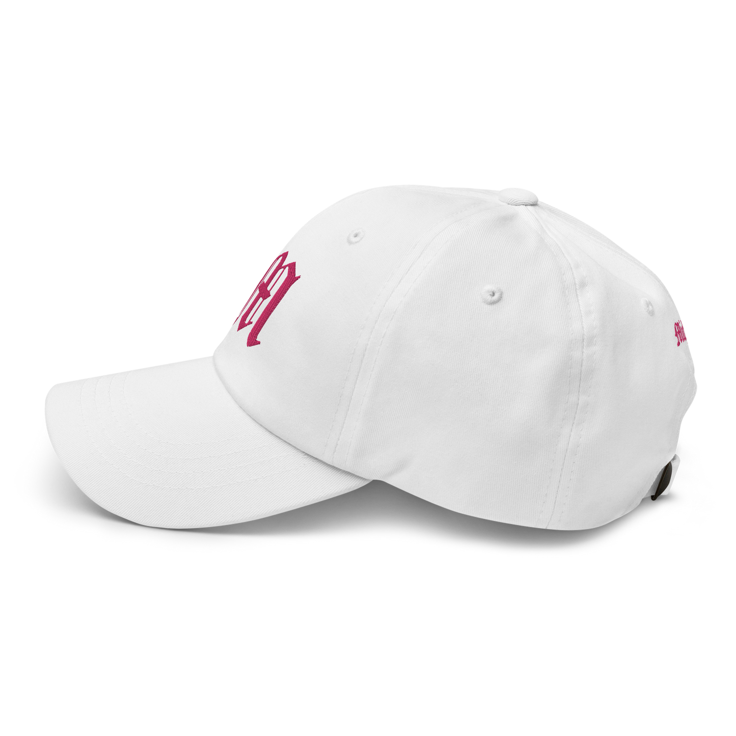 Old English 'M' Dad Hat (w/ 'Michigan' Back Design) | Pink Embroidery