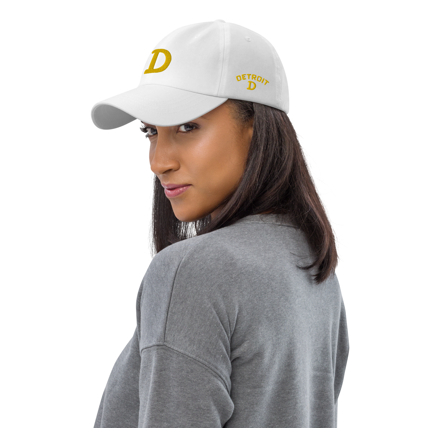 Detroit 'Old French D' Dad Hat (w/ Side Design) | Gold Embroidery