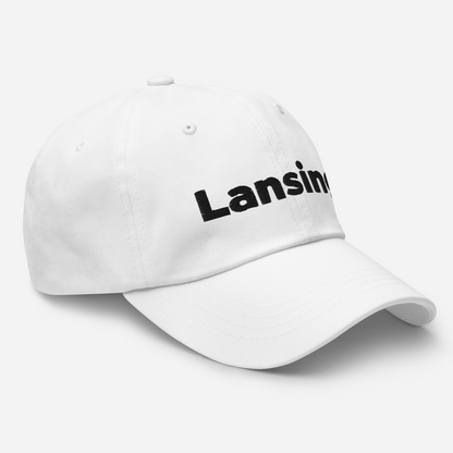 'Lansing' Dad Hat | White/Black Embroidery