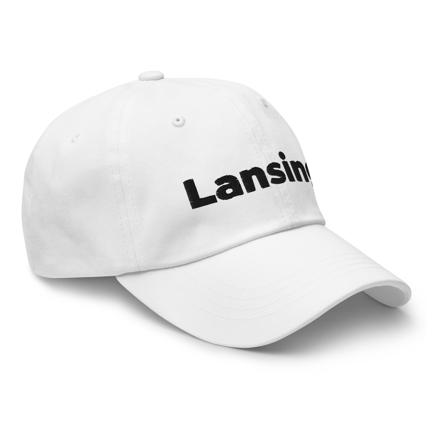 'Lansing' Dad Hat | White/Black Embroidery