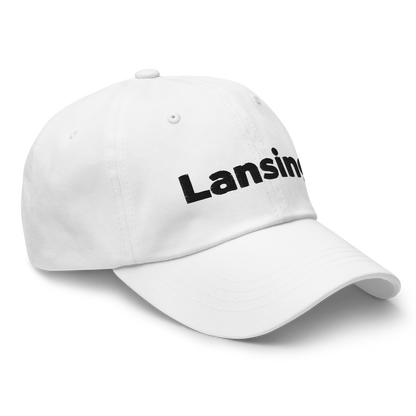 'Lansing' Dad Hat | White/Black Embroidery