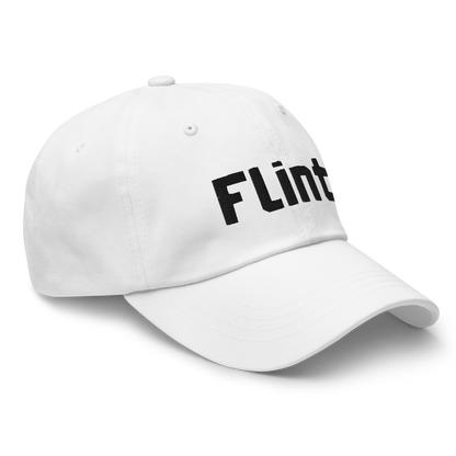 'Flint' Dad Hat | White/Black Embroidery