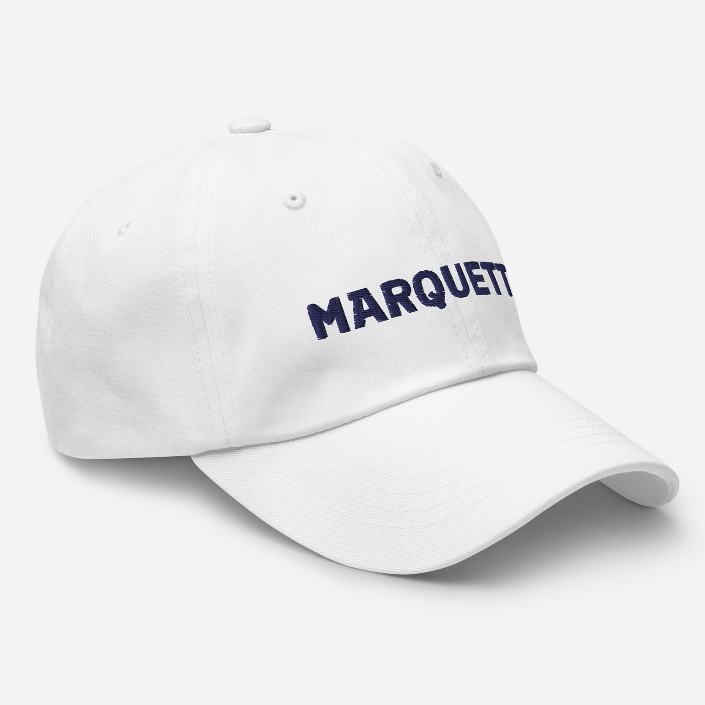 'Marquette' Dad Hat | White/Navy Embroidery