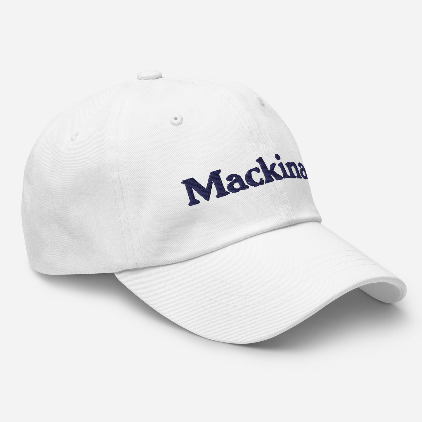 'Mackinac' Dad Hat | White/Navy Embroidery