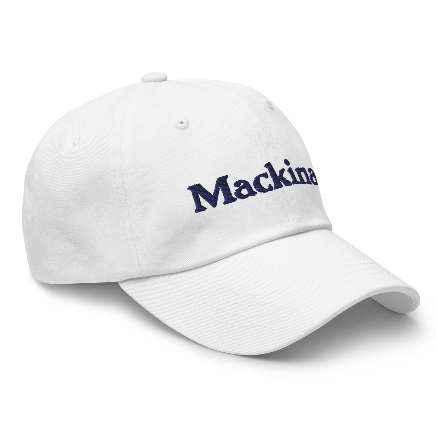 'Mackinac' Dad Hat | White/Navy Embroidery