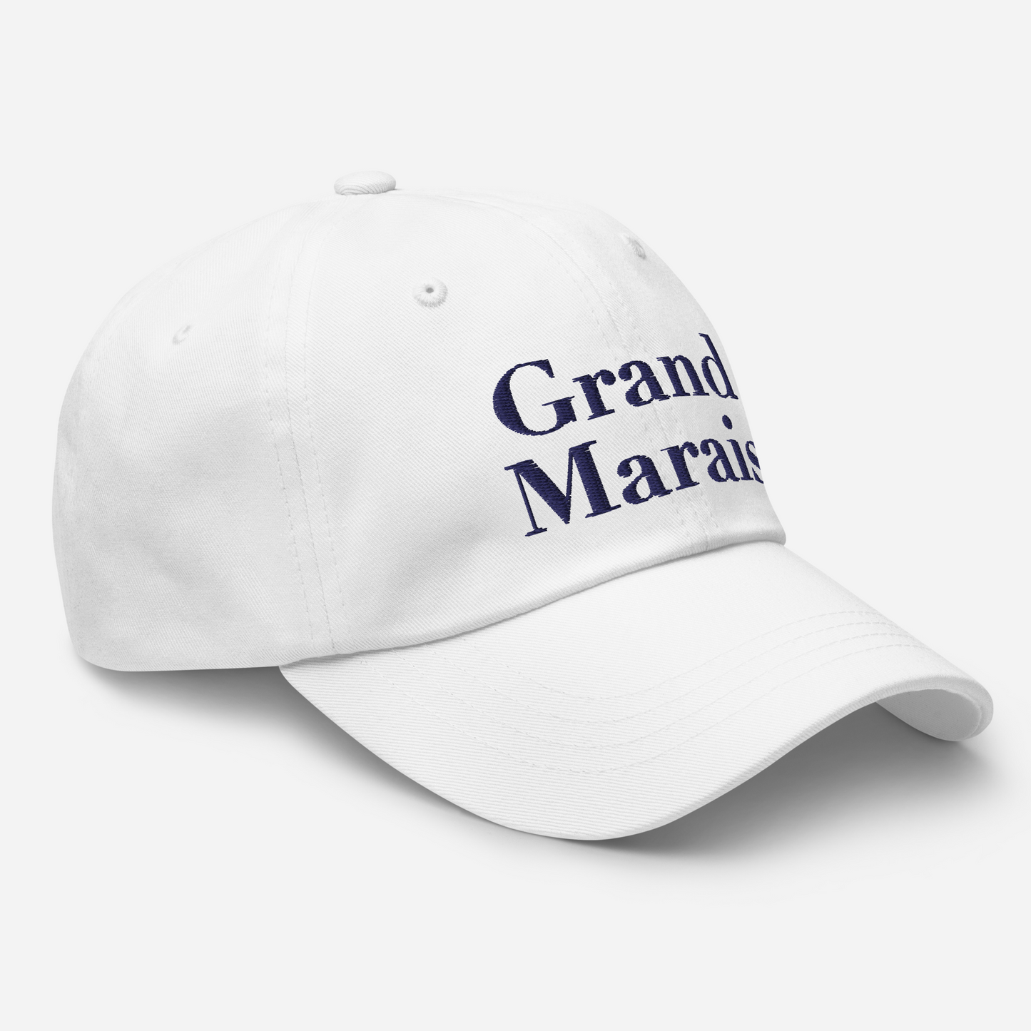 'Grand Marais' Dad Hat | White/Black Embroidery