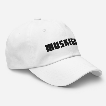 'Muskegon' Dad Hat | White/Black Emboridery