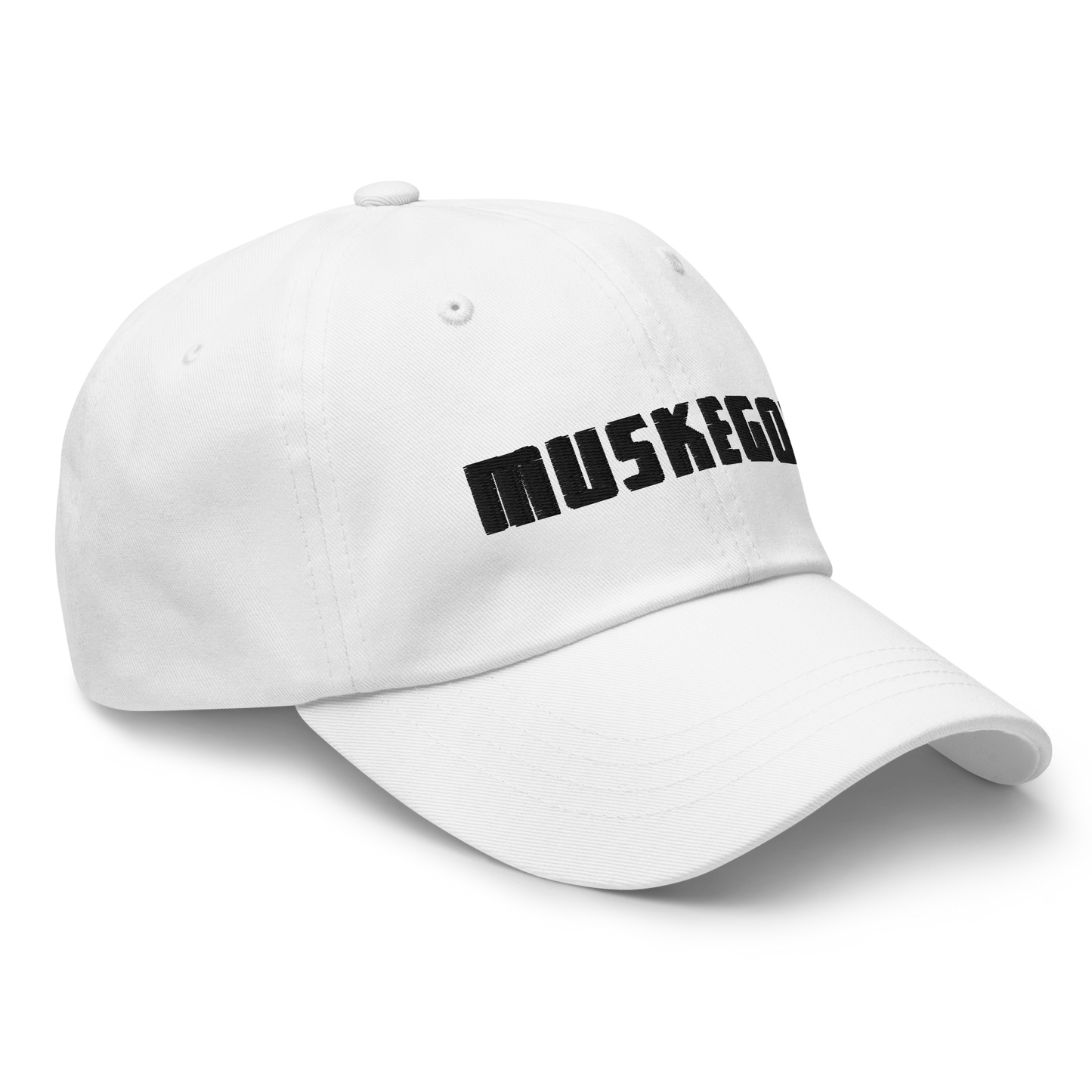 'Muskegon' Dad Hat | White/Black Emboridery