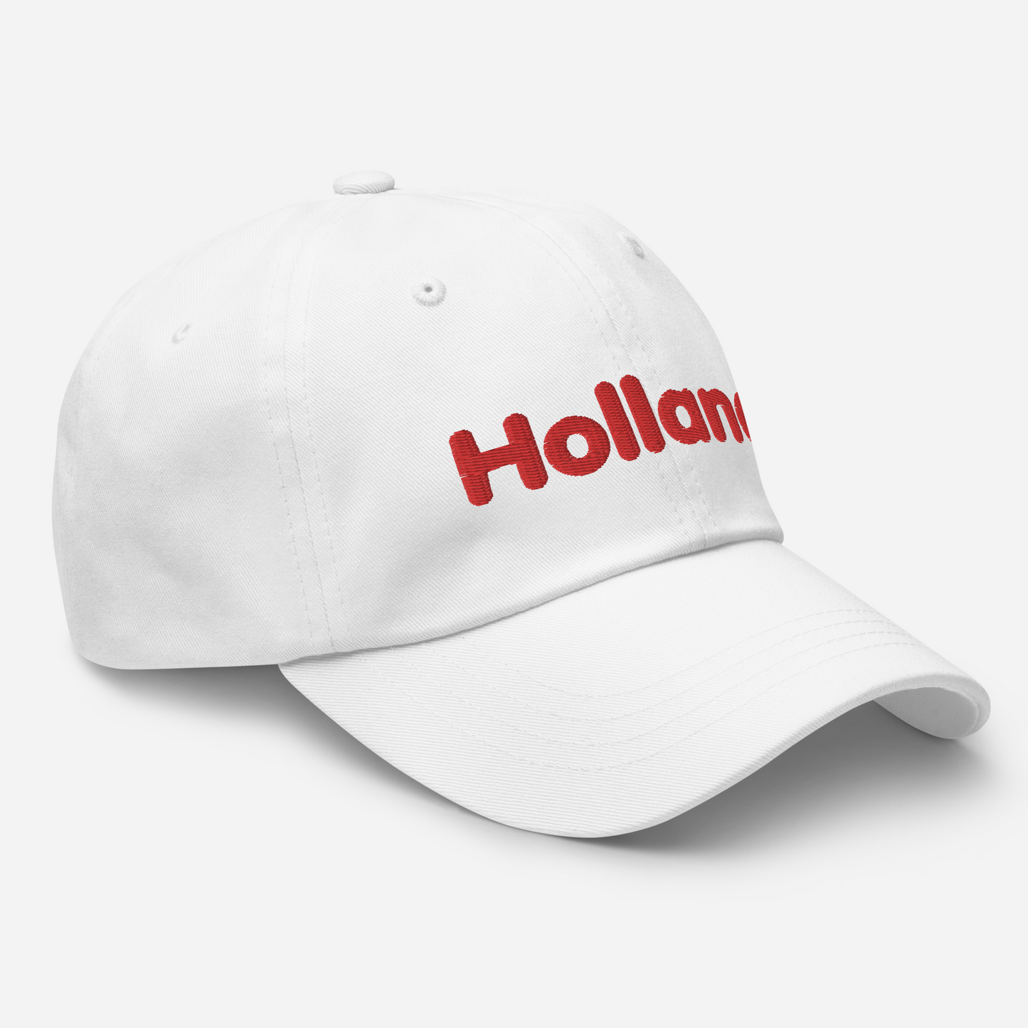 'Holland' Dad Hat | White/Red Embroidery