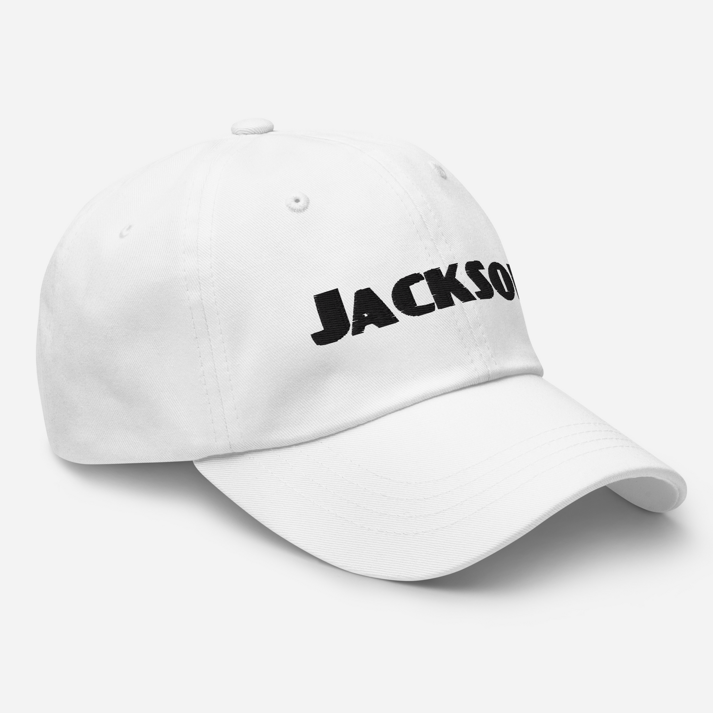 'Jackson' Dad Hat | White/Black Embroidery