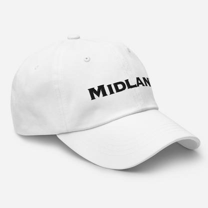 'Midland' Dad Hat | White/Black Embrodery