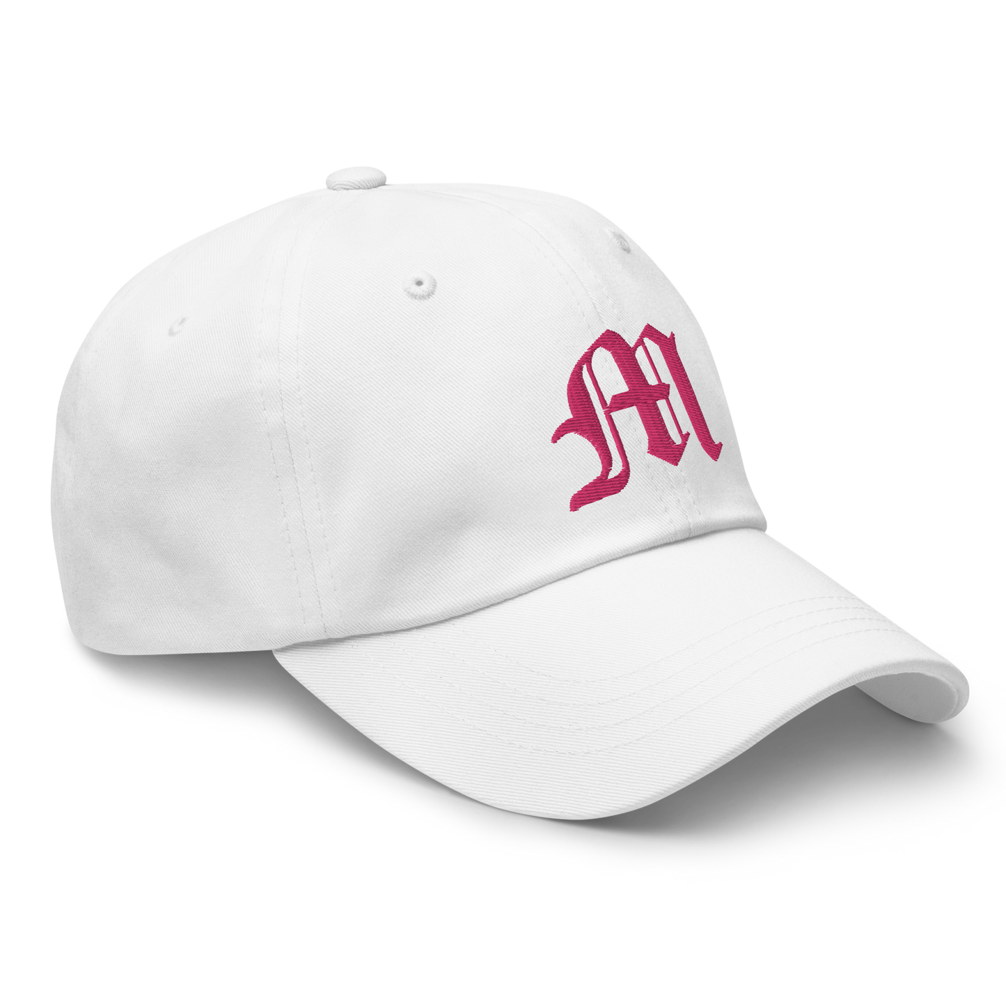 Old English 'M' Dad Hat (w/ 'Michigan' Back Design) | Pink Embroidery