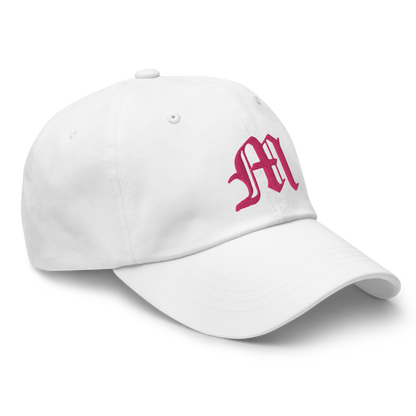 Old English 'M' Dad Hat (w/ 'Michigan' Back Design) | Pink Embroidery