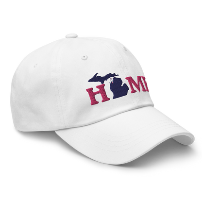 Michigan 'Home' Dad Hat (Woodcut Font) | Pink Embroidery