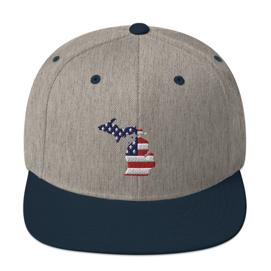 State of Michigan Vintage Snapback (w/ USA Flag Outline)