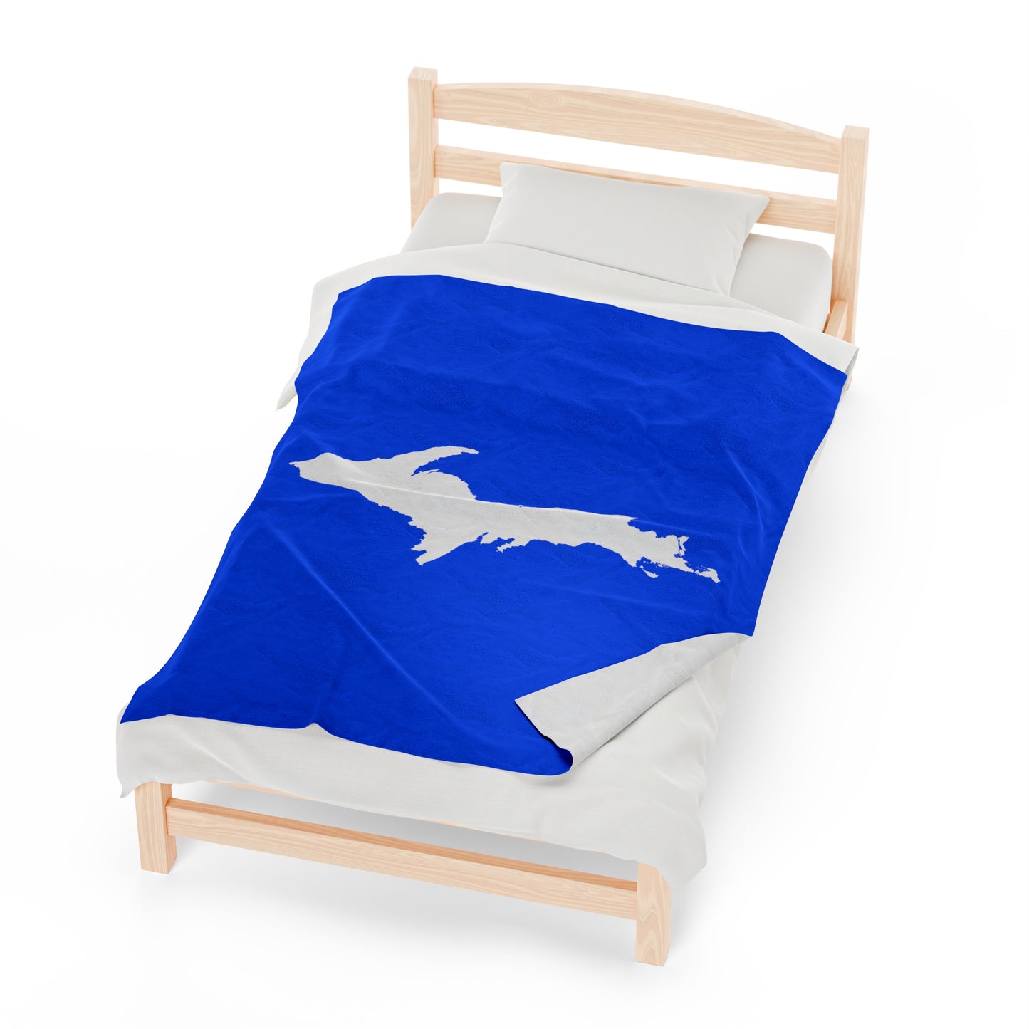 Michigan Upper Peninsula Plush Blanket (w/ UP Outline) | Motor Town Blue